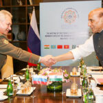 Indian Defence Minister Rajnath Singh meets Russian Defence Minister General Sergey Shoigu