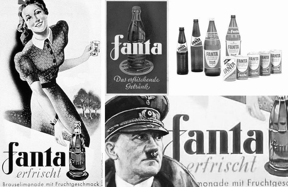 A collage of Coca-Cola ads (highlighting Fanta) in Nazi Germany