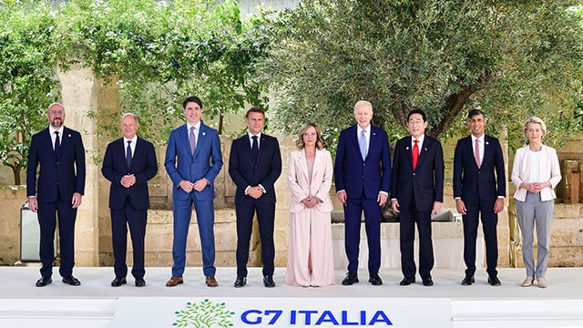 Group photo of member states' leaders attending G-7 Summit in Italy